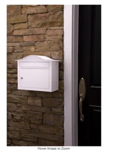 Wall Mount Lockable Mailbox Saratoga White Weather Resistant Locking keyed - Picture 1 of 3