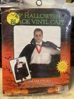 New Vintage 45" Black Vinyl dracula Cape with Stand Up Collar halloween vampire