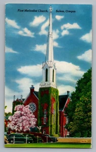 Postal de Salem Oregon O Primera Iglesia Metodista años 50 - Imagen 1 de 2