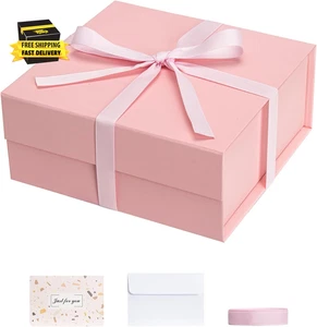 Rosa Geschenkboxen mit Deckel 1er Pack, 6X6X3 Zoll kleine Geschenkbox mit Band, Co - Bild 1 von 7