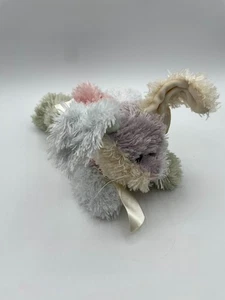 Bearington Bunny Rabbit Plush Puzzles Pastel Colorblock Bow Shaggy Lay 9" #1951 - Picture 1 of 12