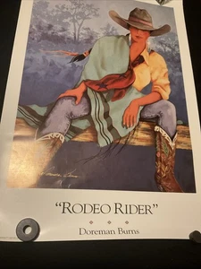 24.5x35 Doreman Burns Rodeo Rider Signed Print Western Decor - Picture 1 of 20