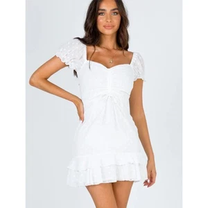 Princess Polly Mikail Mini Dress White Embroidered Floral Graduation Party Sz 4 - Picture 1 of 10