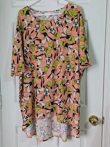 LulaRoe Disney Goofy Tunic T Shirt Womens 3X Orange S/S Oversized Casual Stretch - Picture 1 of 6