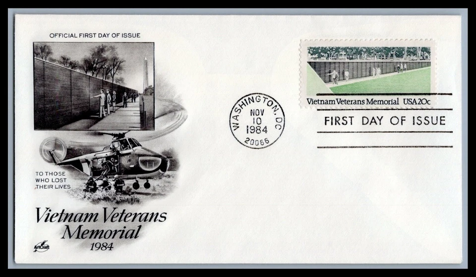 US FDC # 2109 20c Vietnam Veterans Memorial ArtCraft  S.Cancel 1984, 9d832 - Image 1 of 1