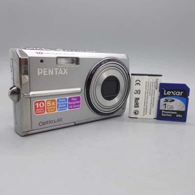 Pentax Digital Camera Optio L60 10.0MP Silver Tested - Image 1 of 4