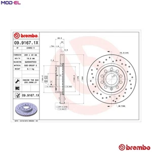2x BRAKE DISC 09.9167.1X FOR SKODA OCTAVIA/II/Combi LAURA YETI VW FUSCA 2.0L - Picture 1 of 10