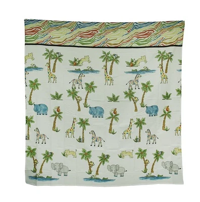 Cortina de chuveiro azul safári hipopótamo arco-íris zebra tecido listrado 70 X 72 polegadas - Imagem 1 de 3
