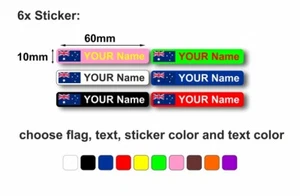 6x Aufkleber Sticker personalisiert Fahrrad Motorrad Name Flagge Helm Schule - Bild 1 von 1