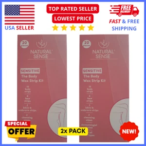 2x PACK Body Wax Strip Kit (40ct) – Natural Sense, Face, Bikini, Underarms, Legs - Picture 1 of 2