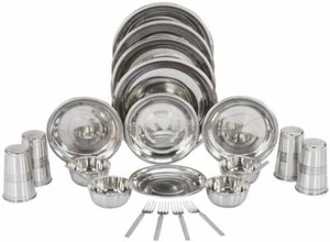 Handmade Indian Designer Stainless Steel Stain Resistant Dinner Set of 24 Pcs - Picture 1 of 1
