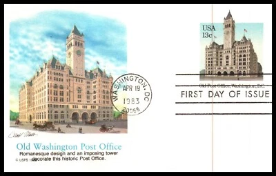 USA Post Card - 1983 - Old Washington Post Office, Scott # UX99 Fleetwood FDC - Image 1 of 2