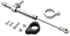 DS Satin Chrome Steering Damper Kit for Harley Dyna Super Glide Custom 06-14 - Picture 1 of 3