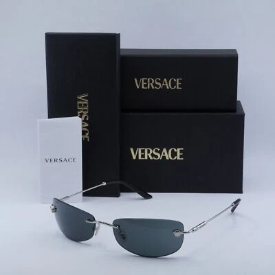 Nuevas gafas de sol VERSACE VE2279 100087 plateadas/gris oscuro 60-18-135 Foto 1 de 4