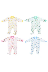 4 pijamas de manga larga para dormir talla sólida 3-6 M 6-9 M 9-12 M - Imagen 1 de 9