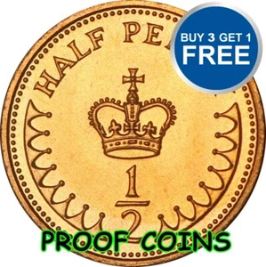 PROOF ENGLISH DECIMAL HALF PENNIES 1/2ps OLD COINS 1971 TO 1984 - Picture 1 of 2