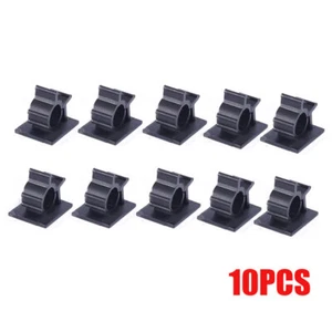 10x Cable Clip Adhesive Cord Management Organizer Wire Holders Clamp Black - Picture 1 of 10