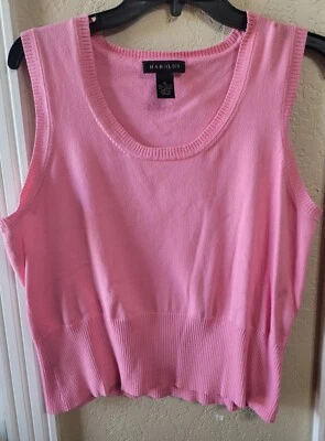  Womens Vintage Harolds Pink Sleeveless Sweater Shell Sz Xl Foto 1 de 3