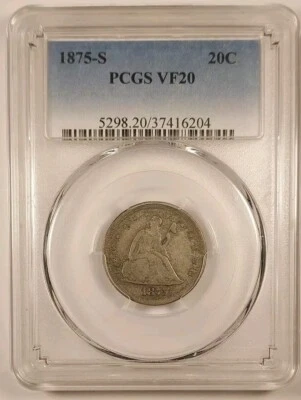 1875-S Twenty Cent Piece 20C PCGS VF20 - Image 1 of 4