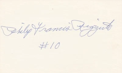 PHIL RIZZUTO SIGNED INDEX CARD FULL NAME PHILIP FRANCIS RIZZUTO #10 RARE - Image 1 of 2