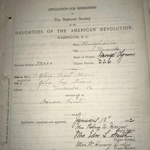 Töchter der Amerikanischen Revolution Antrag auf Mitgliedschaft 1902 - Bild 1 von 5