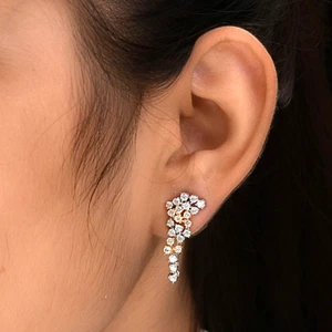 1.95 Ct Lab Grown CVD Diamond Dangle Earrings 14k Two Tone Gold Anniversary Gift - Picture 1 of 8