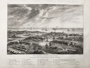 Malta La Valletta vista porto veduta Italia aquaforte mapa grabado Saint Non - Imagen 1 de 1