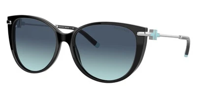 New Tiffany & Co. Women Cat Eye Sunglasses TF4178F 80019S Black/Blue 57mm - Image 1 of 4