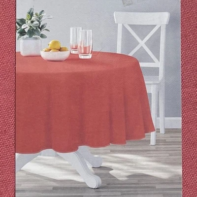 Solid Cotton Rich Brick Red Tablecloth, 70" Round Table Cloth - Image 1 of 3