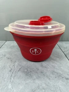 Pampered Chef Microwave Popcorn Popper Silicone Collapsible Bowl w/Lid - Picture 1 of 7