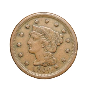 1850 Braided Hair Large Cent 1C Looks Better In Hand ecoinsales - Picture 1 of 2