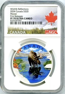 2024 $20 CANADA 1OZ SILVER PROOF NGC PF70 UCAM MOOSE FIRST RELEASES - Picture 1 of 4