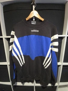 Vintage Adidas Sweatshirt 90er 40/42 XL schwarz blau Fußball Center Logo - Bild 1 von 11
