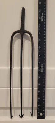 Старинный примитивный кованое железо 3 зубца колючая лягушка концерт рыболовное копье - Изображение 1 из 4