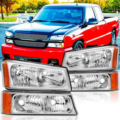 New Headlights Fit For Chevy Silverado 1500 2500 3500 2003-2006 Bumper Lamps Foto 1 de 4