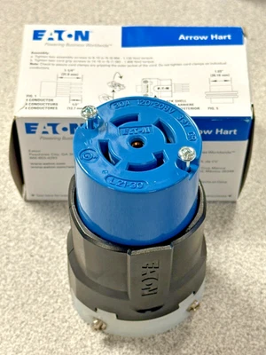 NEW Eaton AHCL2130C Blue Locking Connector 30A 3Ph 120/208V 4-Pole 5-Wire L21-30 - Image 1 of 4