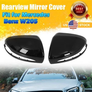 For Mercedes Benz C Class W205 C43 C63 2014-2019 Mirror Cover Cap Gloss Black - Picture 1 of 9