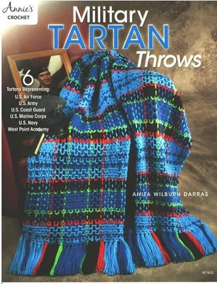Military Tartan Throws - Anita Wilburn Darras Woven Crochet Pattern Booklet NEW - Image 1 of 2