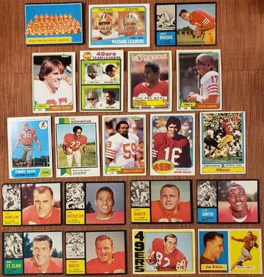 49ers Football Cards John Brodie Montana Nomellini Dwight Clark RC Davis RC - Image 1 of 4
