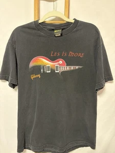 Vintage Gibson Les Paul Guitar T Shirt Graphic Black Faded Men’s Size Large - Picture 1 of 7