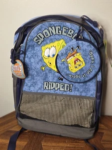 Vintage SpongeBob SquarePants Ripped Backpack Bookbag y2k 2002 With CD Case NEW - Picture 1 of 5