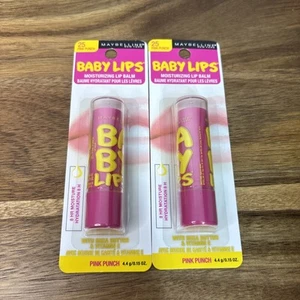Maybelline New York Baby Lips Crystal Lip Balm #25 Pink Punch Lot Of 2 NEW - Picture 1 of 2