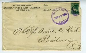 1881 Advertising Cover Atchison Topeka Santa Fe RR San Luis Rey CA Purple Cancel - Picture 1 of 1