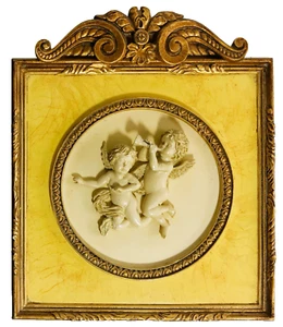 *Rare* GIORDANO DI PONZANO Roman Gilt Frame 3D Relief Cherub Wall Panel/ Plaque - Picture 1 of 7