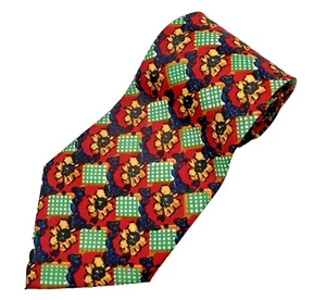 Corbata corta de seda vintage Adriano Armen 54" floral hecha en Francia - Imagen 1 de 5