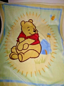Kidsline Disney Pooh Baby Blanket Green Yellow Plush Butterfly Security Lovey - Picture 1 of 4