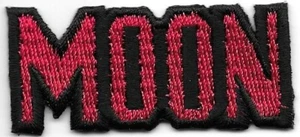 2" Space Lunar Red Black Moon Text Sign embroidered patch - Picture 1 of 1