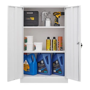 Faltbarer Aktenschrank Metall Aufbewahrungsschrank mit 2 Schichten verstellbare Regale Neu US. - Bild 1 von 9
