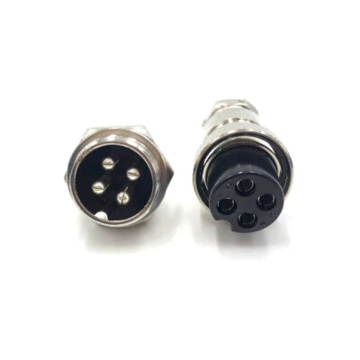 GX20 4pin Aviation Plug Metal Male + Female Panel Cable Connector, Bulkhead Plug - Image 1 of 4