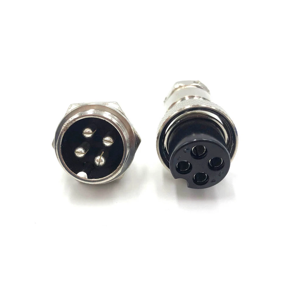 GX20 4pin Aviation Plug Metal Male + Female Panel Cable Connector, Bulkhead Plug - Image 1 of 4